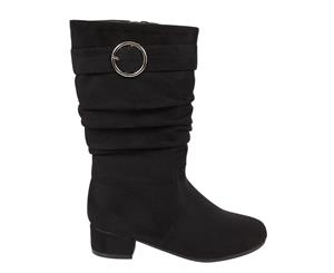 Cady Gossip Kids girls tall boot metallic ring Spendless Shoes - Black