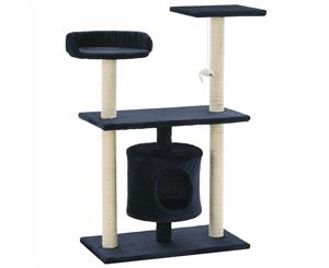 Cat Tree with Sisal Scratching Posts Dark Blue Scratcher Tower Pet Cave