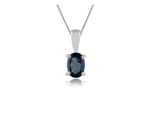 Classic Oval Light Blue Sapphire Pendant in 9ct White Gold