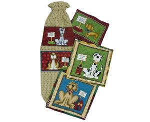 Country Kitchen Handmade Bagholder Teatowel and 2 x Pot Holders Dogs 2 Gifts