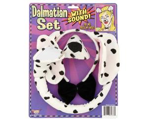 Dalmatian Dog Ears Tail Bowtie & Nose With Sound Costume Accessory Set