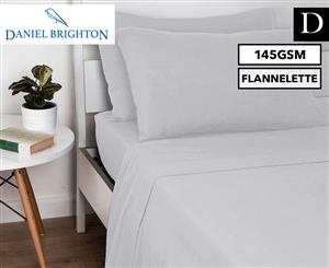 Daniel Brighton Flannelette Double Bed 145GSM Sheet Set - Light Grey