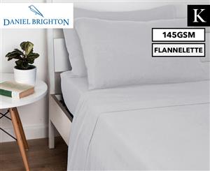 Daniel Brighton Flannelette King Bed 145GSM Sheet Set - Light Grey