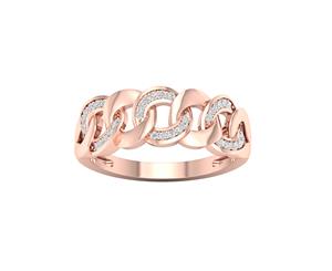 De Couer 9KT Rose Gold Diamond Cuban Link Band (1/10CT TDW H-I Color I2 Clarity)