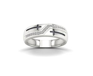 De Couer Sterling Silver Men's Fashion Ring (1/8CT TDW H-I Color I2 Clarity)