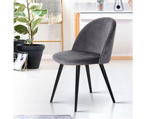 Dining Chairs Velvet Chair Seat Cafe Office Modern Iron Legs Dark Grey x2