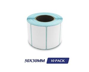 Direct Thermal Label Adhesive Labels Shipping Label Rolls - 50x30mm 800 Labels 10 Pack