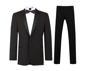 Dobell Mens Black 2 Piece Tuxedo Regular Fit Notch Lapel