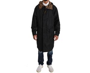 Dolce & Gabbana Black Brown Hooded Reversible Raincoat