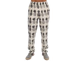 Dolce & Gabbana White Ananas Print Pajama Pants