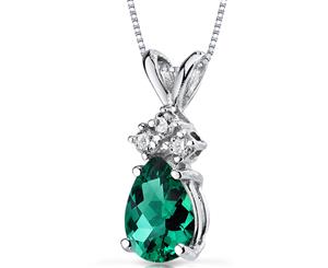 Emerald Diamond Pendant 14K White Gold Pear 7 x 5 mm 0.5 ct NSJP9062