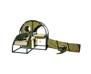 Feline Fun House with Tunnel for Cats & Kittens - (81x81x81cm) (Zeez)