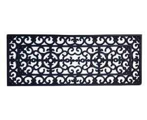 Fleur De Lis Rubber Doormat Long - Black - Size 120x45x2 cm