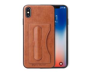 For iPhone XS MAX CoverLuxury Light Leather Back Shell Phone CaseBrown