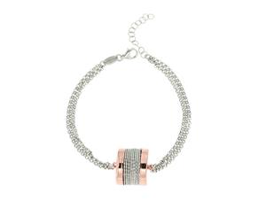 Fraboso(R) Sterling Silver two tone plated Italian barrel bracelet