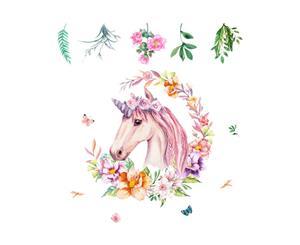 Garlands Unicorns Decals Wall Sticker (Size 60cm x 55cm)