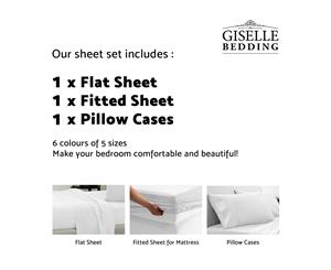 Giselle Bedding King Burgundy 4pcs Bed Sheet Set Pillowcase Flat Sheet