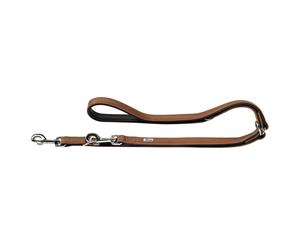 Hunter Canadian Elk Leather Dog Training Lead 3-Way Adjustable - Cognac/Black