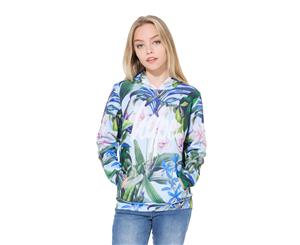 Hype Blue Cyan Tropics Script Kids Kids Unisex Pullover Hoodie - Multi