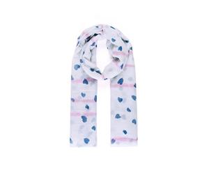 Intrigue Womens/Ladies Stripe And Heart Print Scarf (White) - JW908