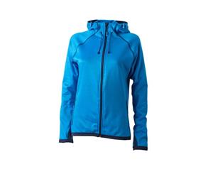 James And Nicholson Womens/Ladies Hooded Fleece (Aqua Blue/Navy) - FU680