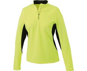 James And Nicholson Womens/Ladies Long Sleeved Half Zip Running Shirt (Fluro Yellow/Black) - FU422