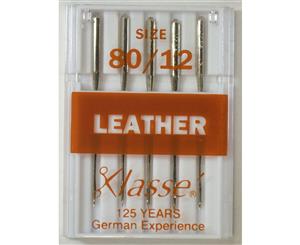 Klasse Sewing Machine Needles LEATHER Size 80 / 12 Pack of 5 Needles