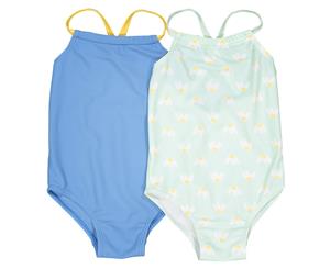 La Redoute Collections Girls Pack Of 2 Swimsuits - Blue + Green