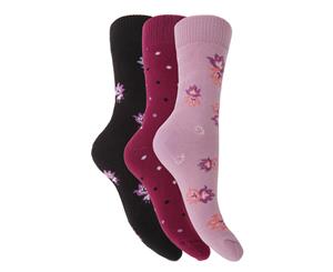 Lady Lara Womens/Ladies Thermal Socks (3 Pairs) (Fucshia Dots) - W510