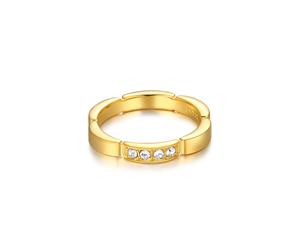 Maillon Unitary Link Ring with Swarovski Crystals Gold Plated