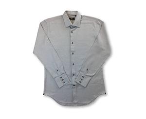 Men's Circle Of Gentlemen Gresham Cotton Shirt In White/Navy Woven Design