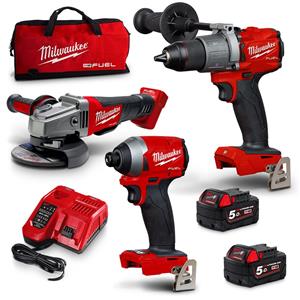 Milwaukee 18V 3 Piece 2 x 5.0Ah Combo Kit M18FPP3A2502B