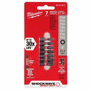 Milwaukee T10-T40 Torx Insert Screwdriver Bit Set - SHOCKWAVE - 7 Piece