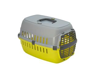 Moderna Roadrunner Cat Carrier Travel Crate Plastic Door - Fun Green/Grey