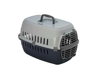 Moderna Roadrunner Cat Carrier Travel Crate Plastic Door - Royal Blue/Grey