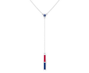 Philadelphia Phillies Sapphire Y-Shaped Necklace For Women In Sterling Silver Design by BIXLER - Sterling Silver