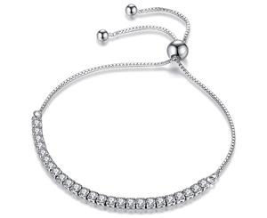 Row Of Brilliance Tennis Bracelet-White Gold/Clear