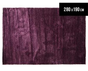 Rug Culture 280x190cm Two Tone Texture Shag Rug - Plum