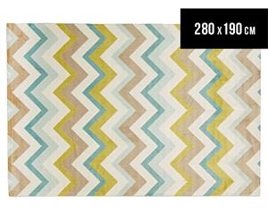 Rug Culture 280x190cm Zen Digital Print Chevron Rug - Green