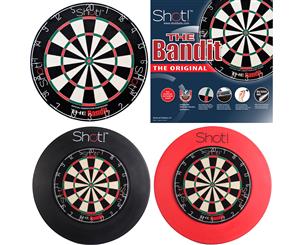 SHOT Dart Board AND Surround SET Protection Ring Injection Molded Black - Dart Board & Black Surround