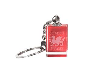 Something Different Welsh Dragon Wales Glass Keyring (Clear) - SD156