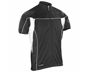 Spiro Mens Bikewear / Cycling 1/4 Zip Cool-Dry Performance Fleece Top / Light Jacket (Black/Black) - RW1484