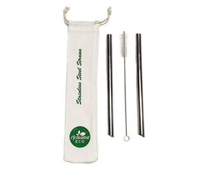 Stainless Steel Bubble Tea Straw Kit - Silver