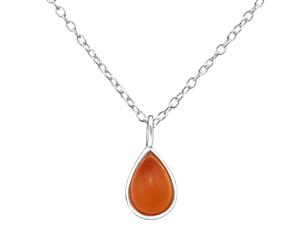 Sterling Silver Genuine Red Onyx Pear Necklace