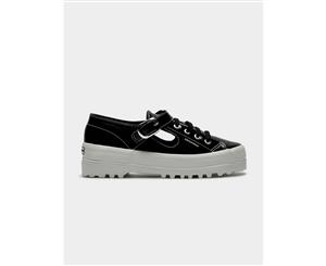 Superga Womens Alexa Chung 2254 Alpina Lea Patent In Black Platform Shoes