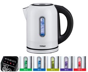 TODO 1.7L Stainless Steel Cordless Kettle Keep Warm Electric Led Water Jug White