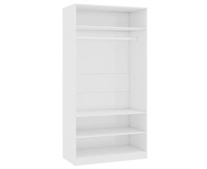 Wardrobe High Gloss White 100x50x200cm Chipboard Garment Hanging Closet