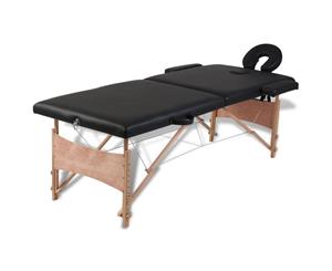 Wooden Portable Massage Table 2 Fold Beauty Therapy Bed Waxing 68cm Black