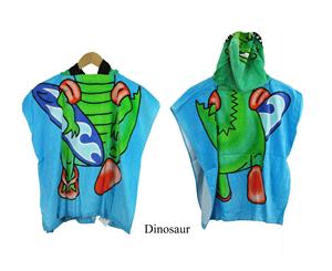 100% Cotton Kids Children Poncho Hooded Hoodie Towel Beach Cape Bath Pool Swimming Towel Dinosaur