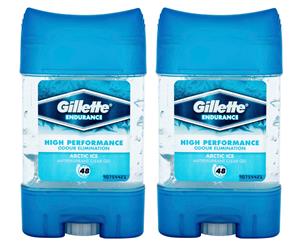 2 x Gillette Endurance High Performance Antiperspirant Clear Gel Arctic Ice 70mL